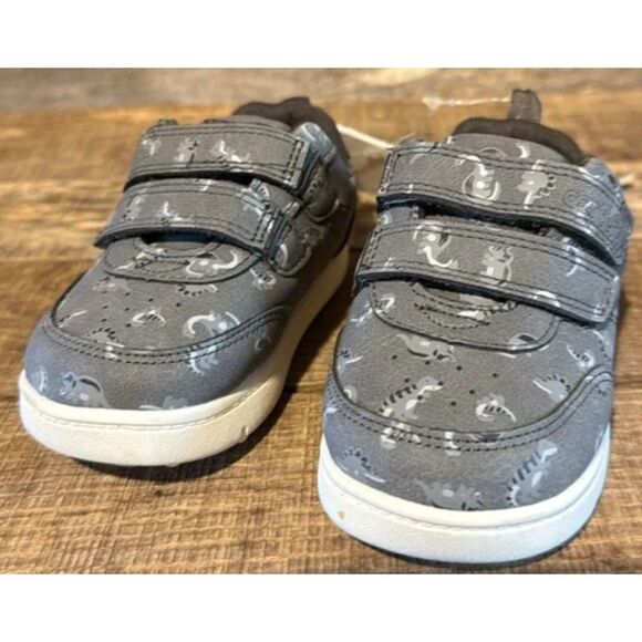 NEW NWT Infant Boys Sz 5 (12-18 Months) Gray Dinosaur Athletic Shoes CARTERS - Picture 3 of 5